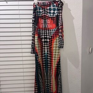 Multicolor Geometric Pattern Dress